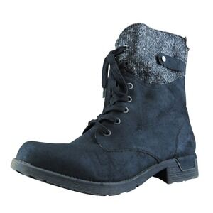 White Mountain Raymond Women Combat Boots Black Fabric Zip Size 9.5 Medium